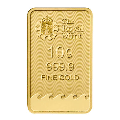 A picture of a 10 gram Britannia Gold Bar